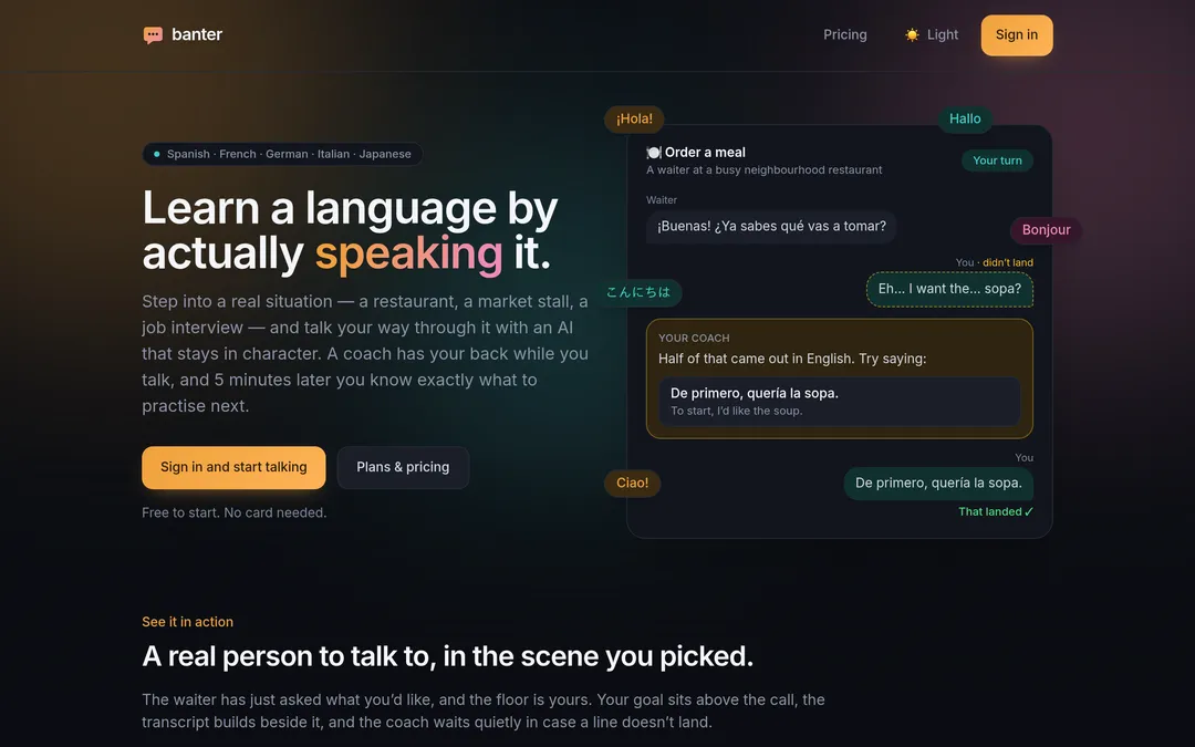 banter live homepage