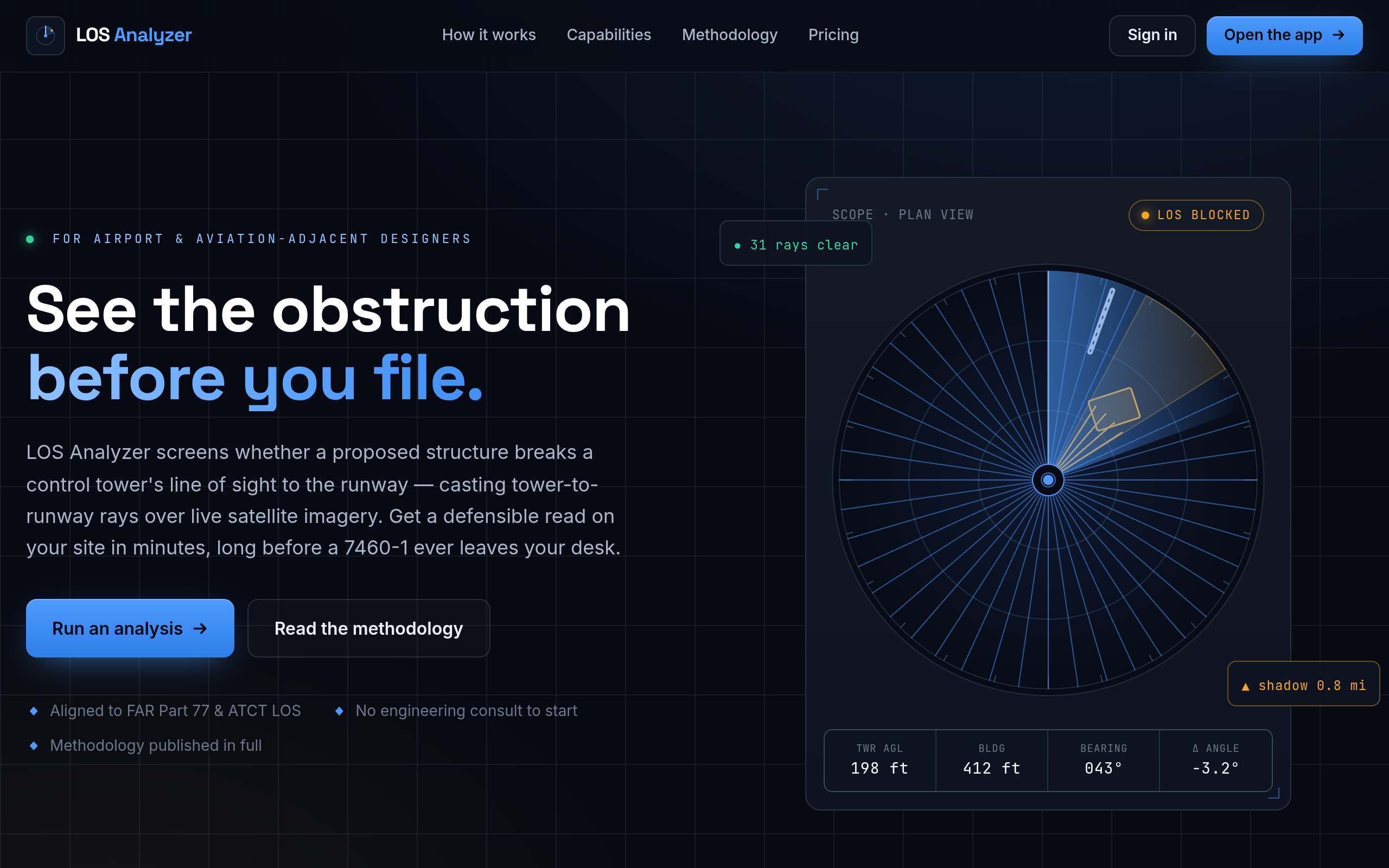 LOS Analyzer live homepage