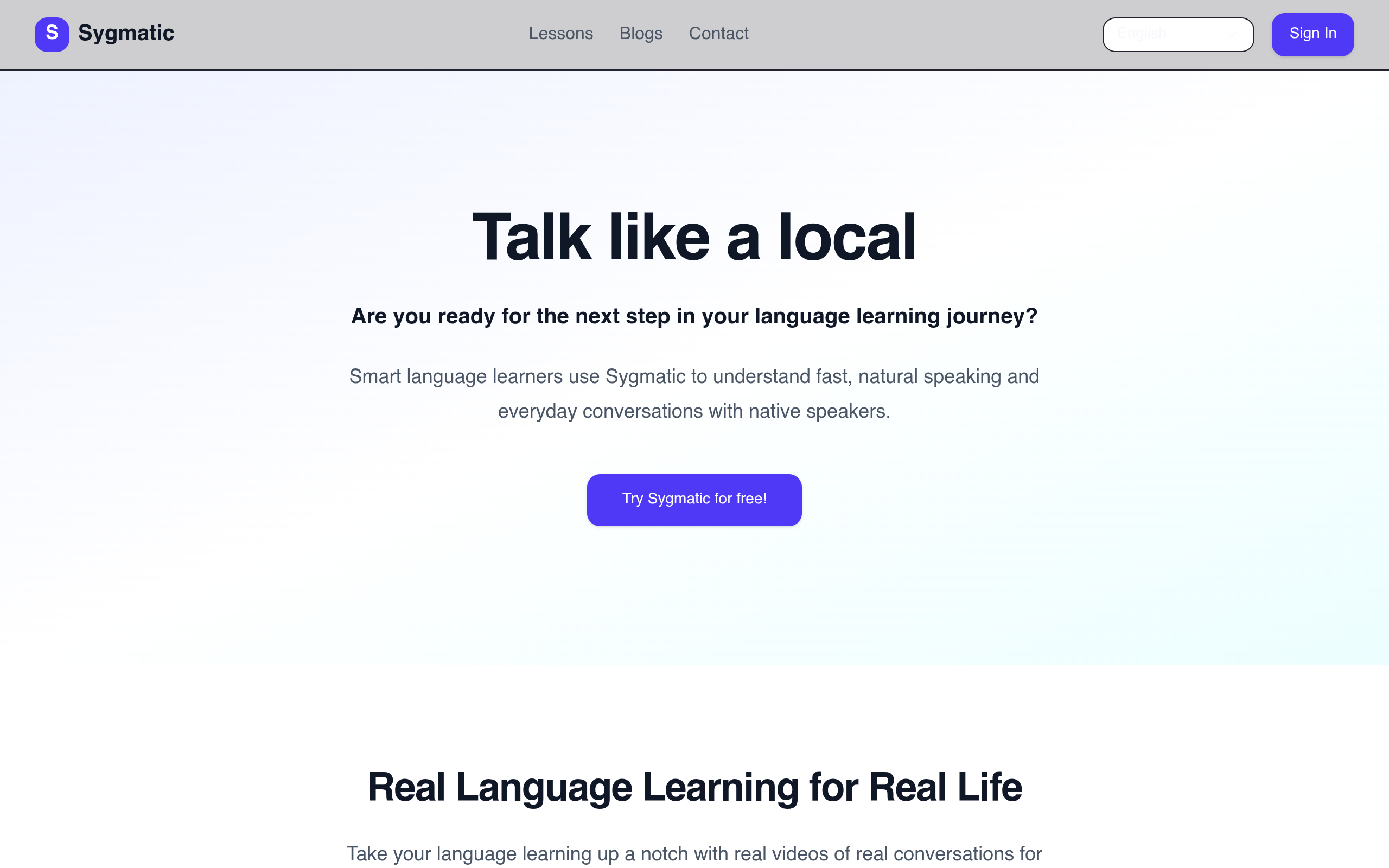 Sygmatic live homepage